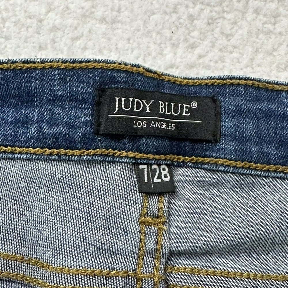 Judy Blue Women's 7 / 28 Blue Denim Skinny Fit Ankle Distressed Leopard Jeans - Picture 8 of 10